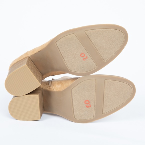 Lauren Conrad Tan Suede Ankle Booties Zip Up Block Heel Boots Size 9 Women - Picture 8 of 13